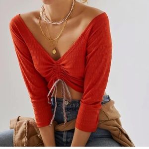 Anthropologie orange blouse size XL